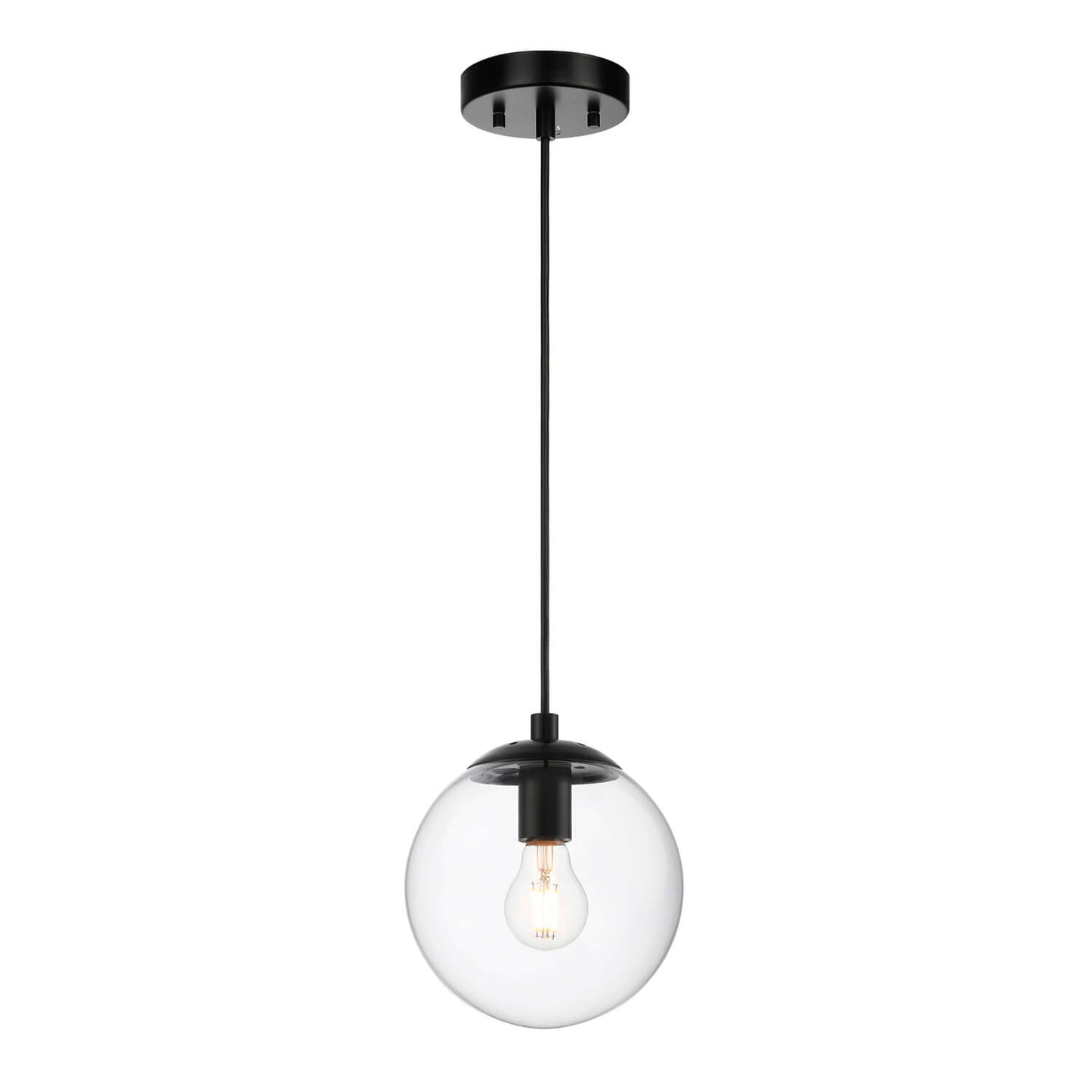 1-Light Modern Black Globe Pendant Light - Adjustable Ceiling Fixture XB-P1259-MBK