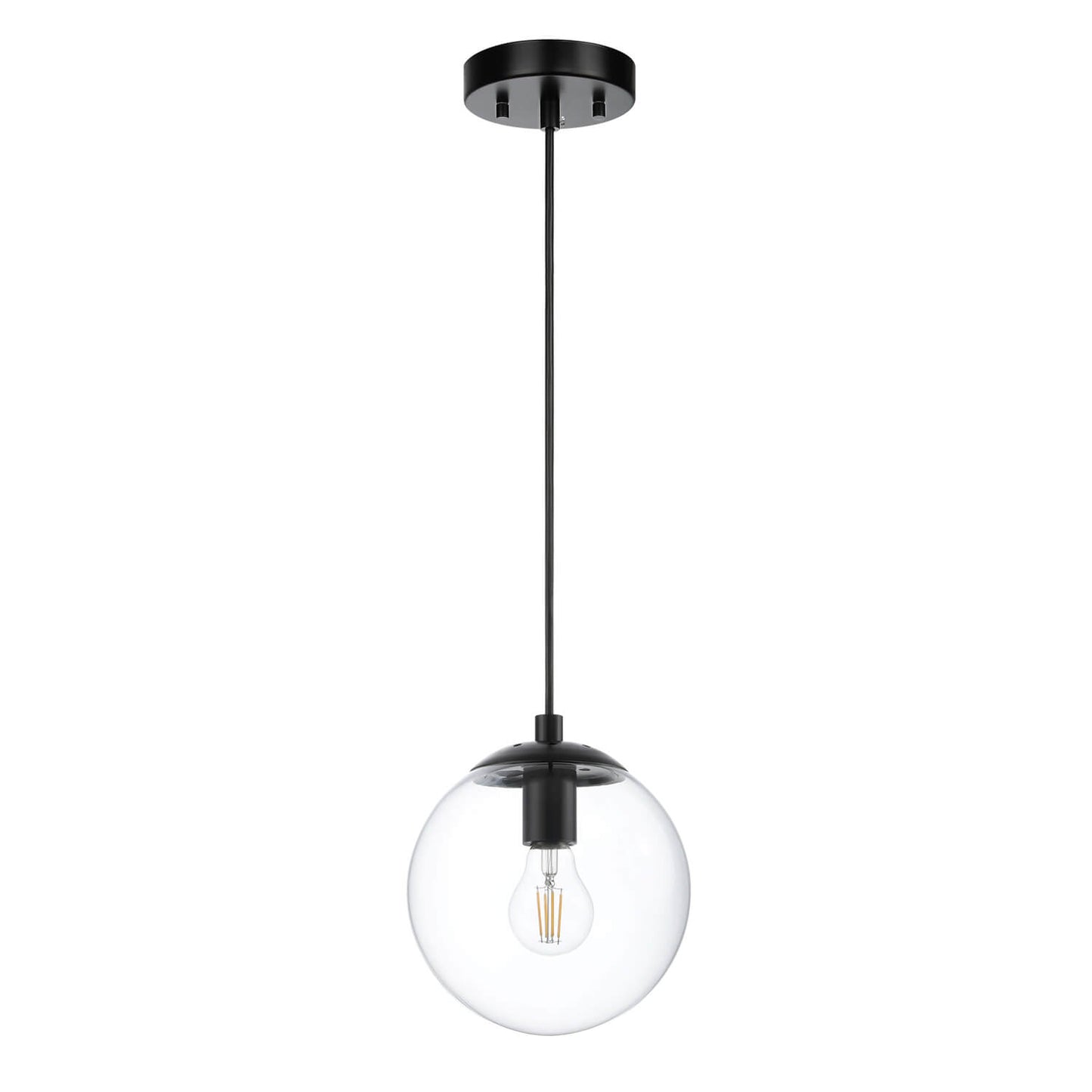 1-Light Modern Black Globe Pendant Light - Adjustable Ceiling Fixture XB-P1259-MBK