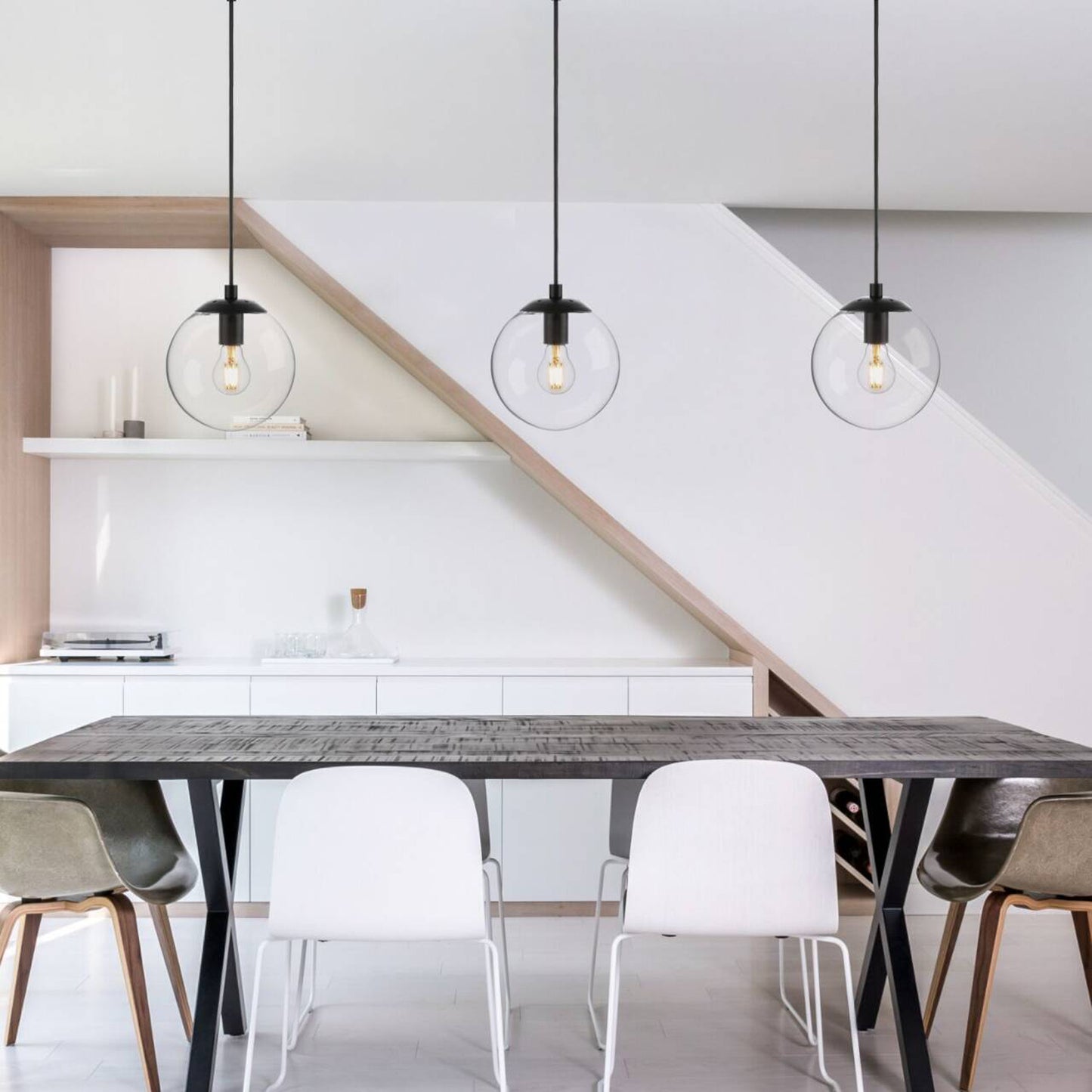 1-Light Modern Black Globe Pendant Light - Adjustable Ceiling Fixture XB-P1259-MBK