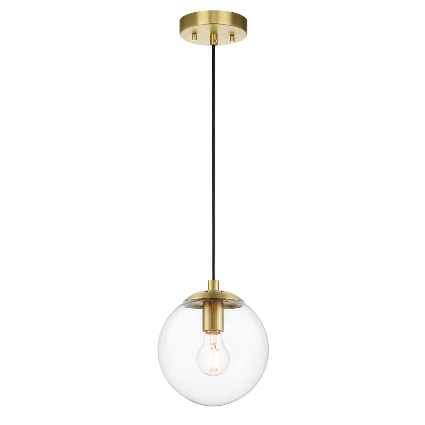 Globe Pendant Light, Modern Brass Kitchen Island Pendant Lighting with Clear Glass XB-P1259-SB