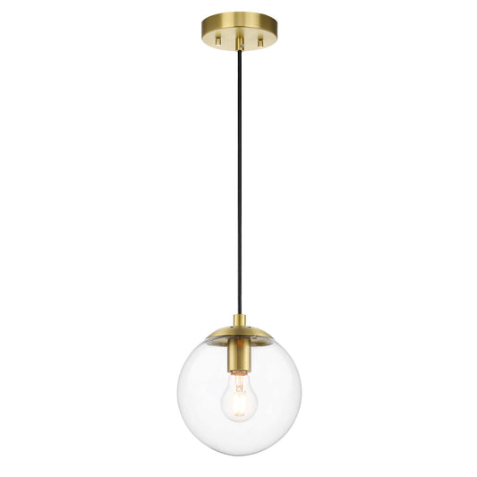 Globe Pendant Light, Modern Brass Kitchen Island Pendant Lighting with Clear Glass XB-P1259-SB