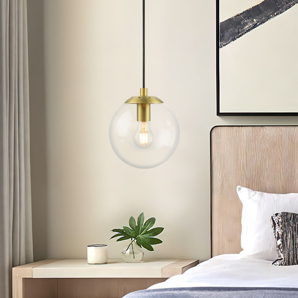 Globe Pendant Light, Modern Brass Kitchen Island Pendant Lighting with Clear Glass XB-P1259-SB