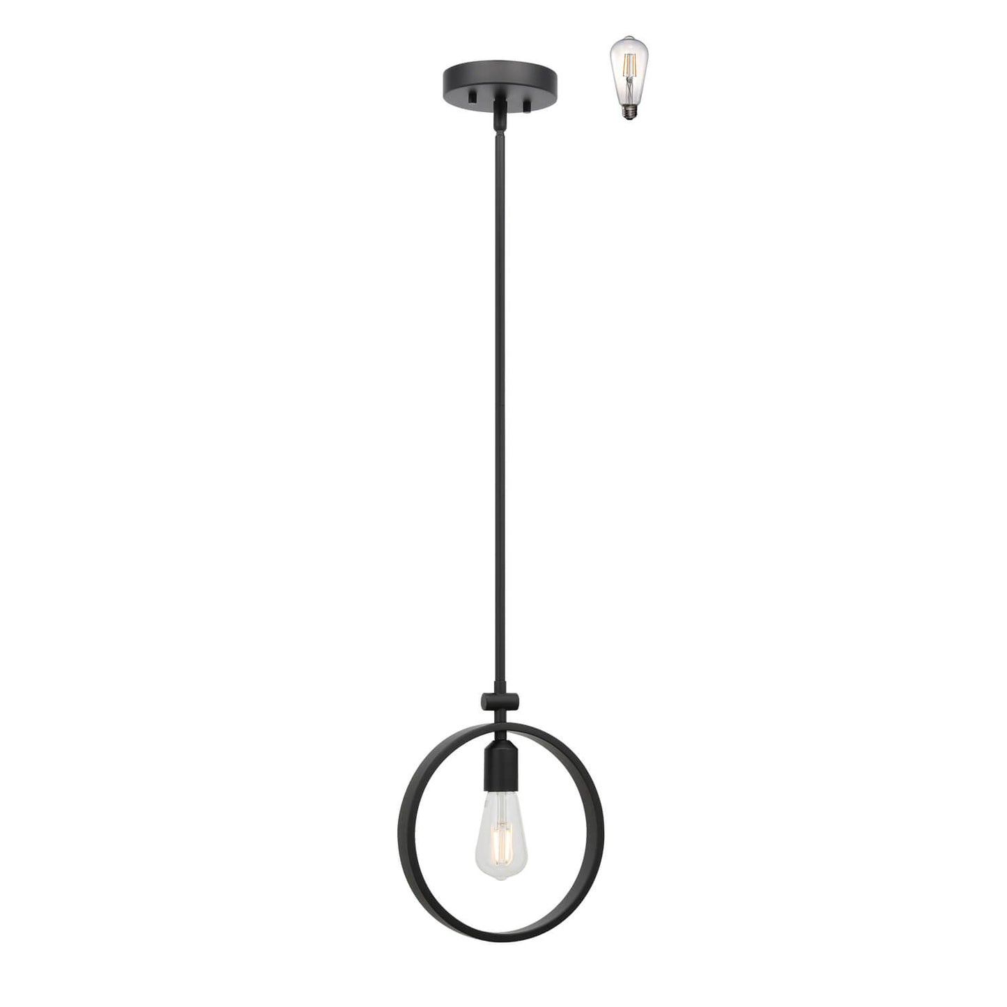 Adjustablel Black Metal Hoop Pendant Light with LED Bulb XB-P1269-MB-LED