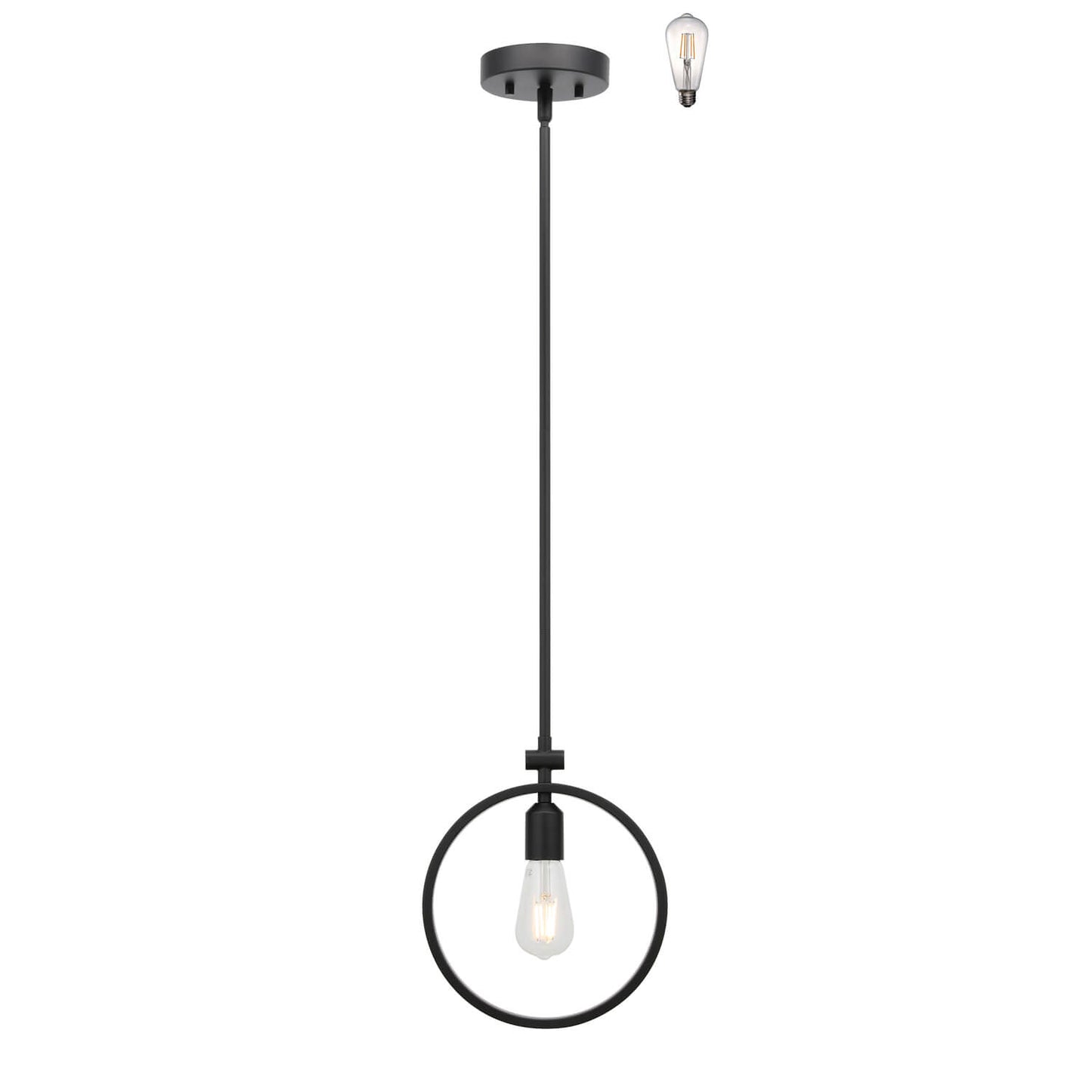 Adjustablel Black Metal Hoop Pendant Light with LED Bulb XB-P1269-MB-LED