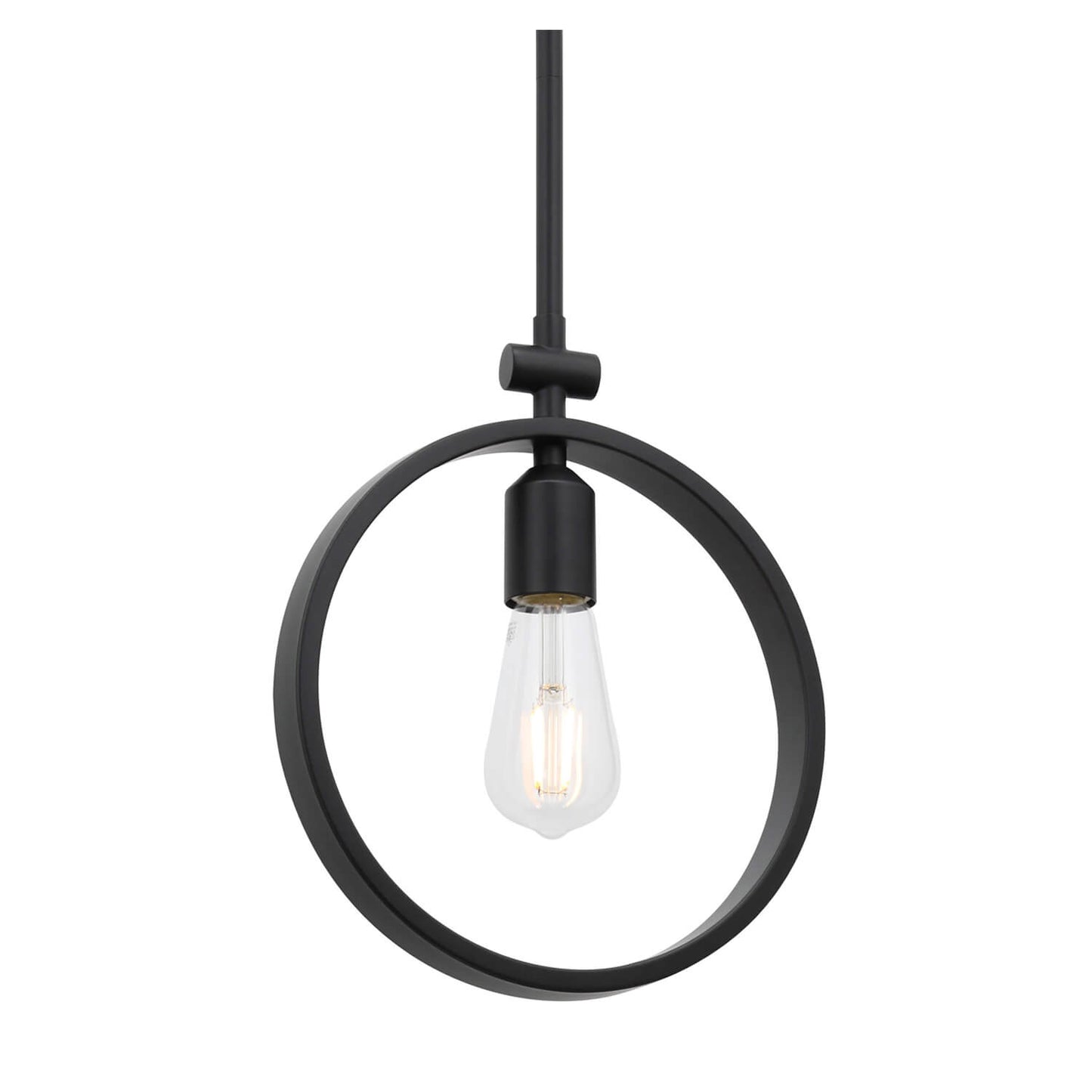 Adjustablel Black Metal Hoop Pendant Light with LED Bulb XB-P1269-MB-LED
