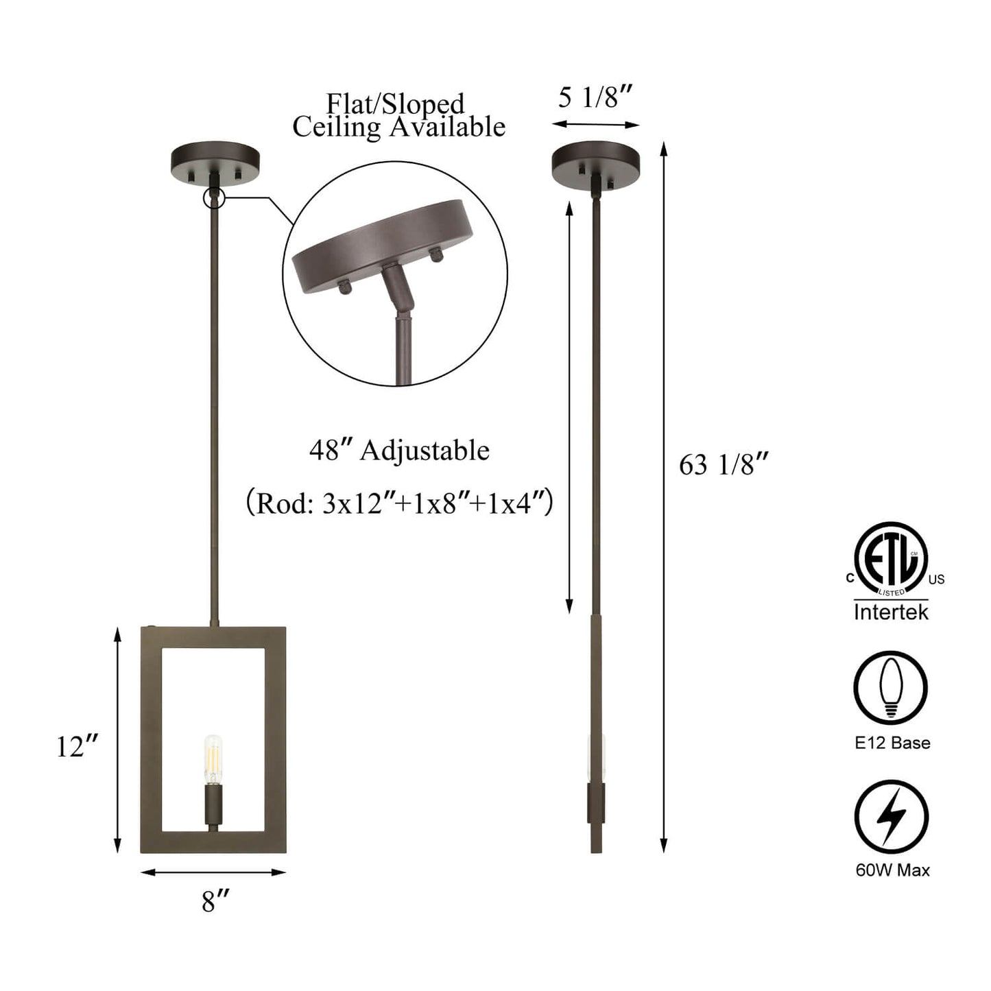 Modern Dark Bronze Kitchen Pendant Light with LED Bulb XB-P1278-DB