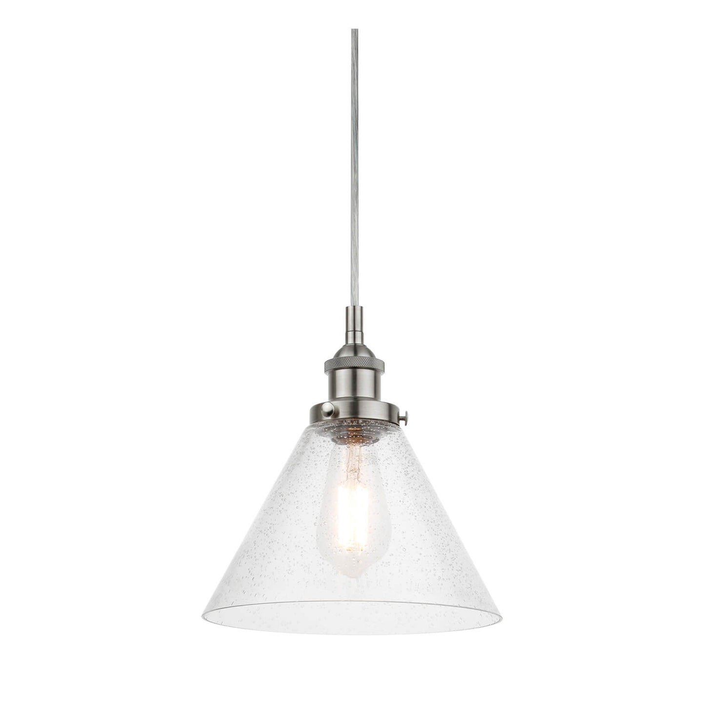 Retro Brushed Nickel Adjustable Pendant Light with Seeded Glass XB-P1280-BN