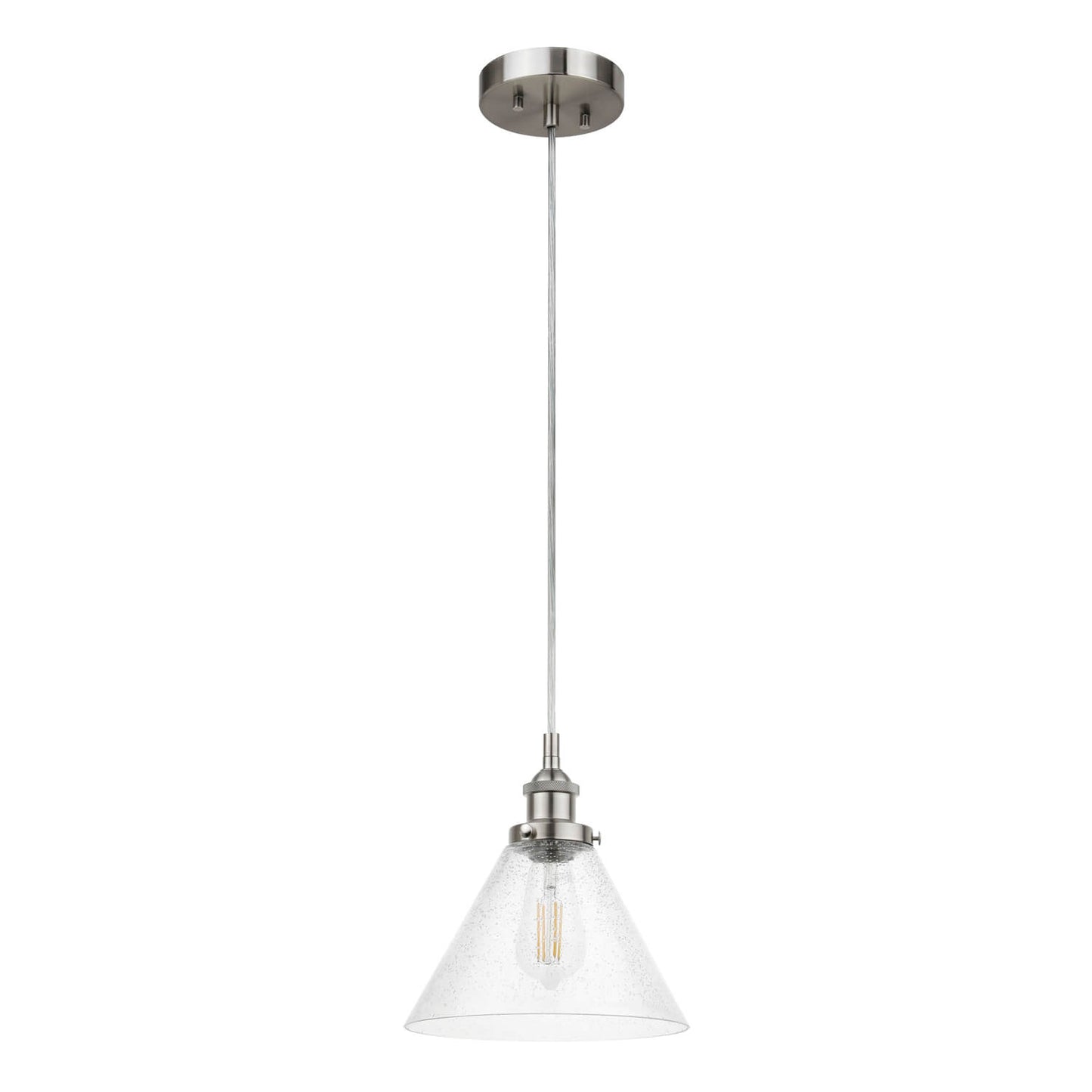 Retro Brushed Nickel Adjustable Pendant Light with Seeded Glass XB-P1280-BN
