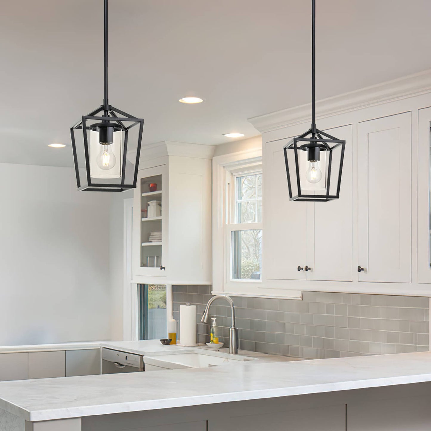 Adjustable Black Farmhouse Pendant Light for Kitchen & Dining Room XB-P1295-MB