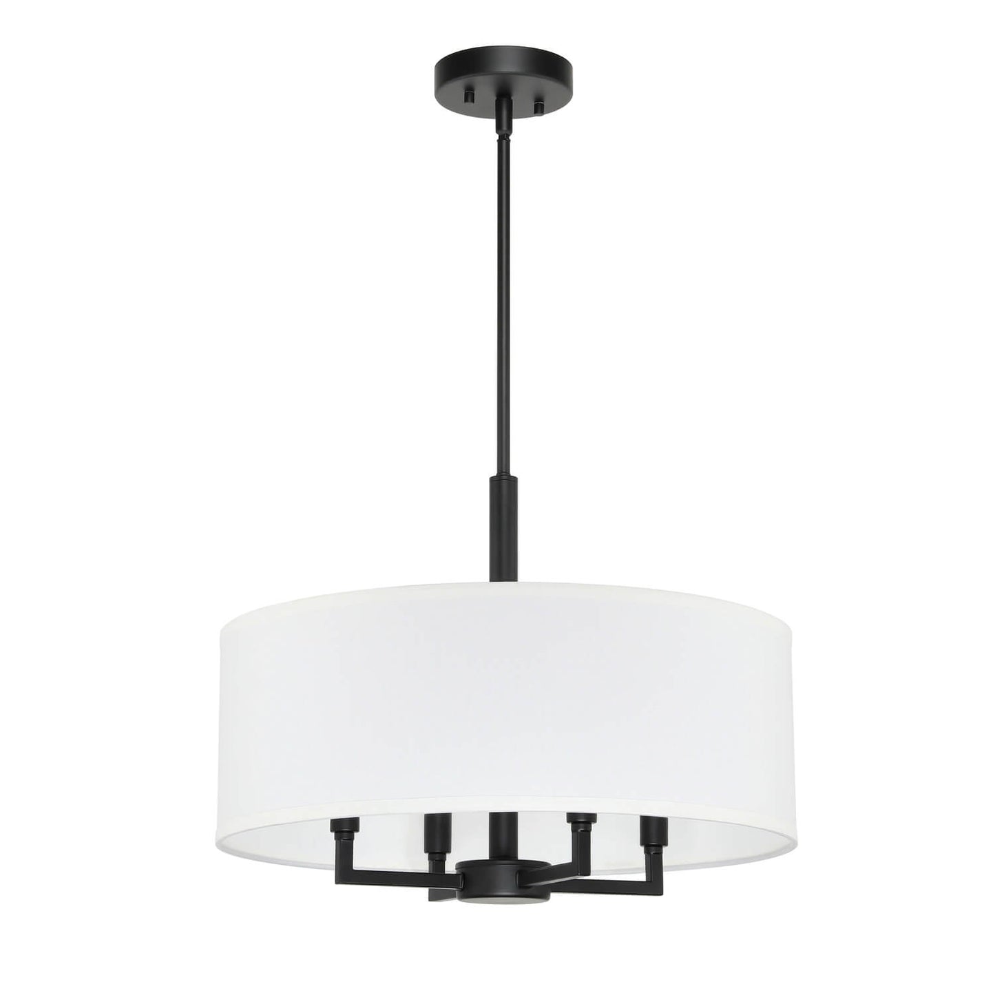 Farmhouse 4-Light Black Drum Pendant with Fabric Shade XB-P1296-MB
