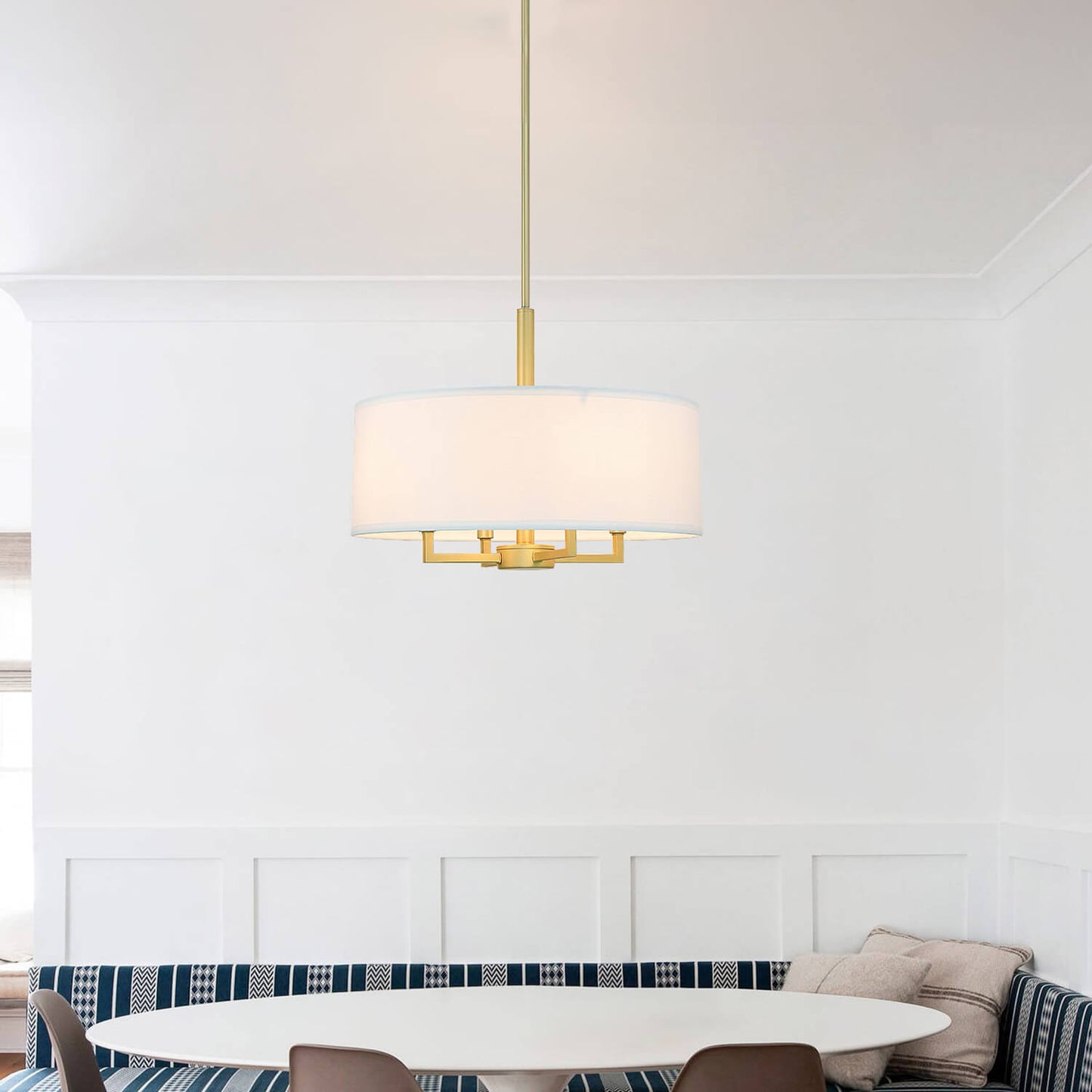 Modern 4-Light Drum Pendant Chandelier - Satin Brass Finish XB-P1296-SB