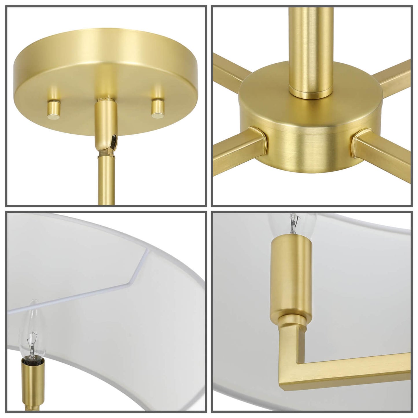 Modern 4-Light Drum Pendant Chandelier - Satin Brass Finish XB-P1296-SB