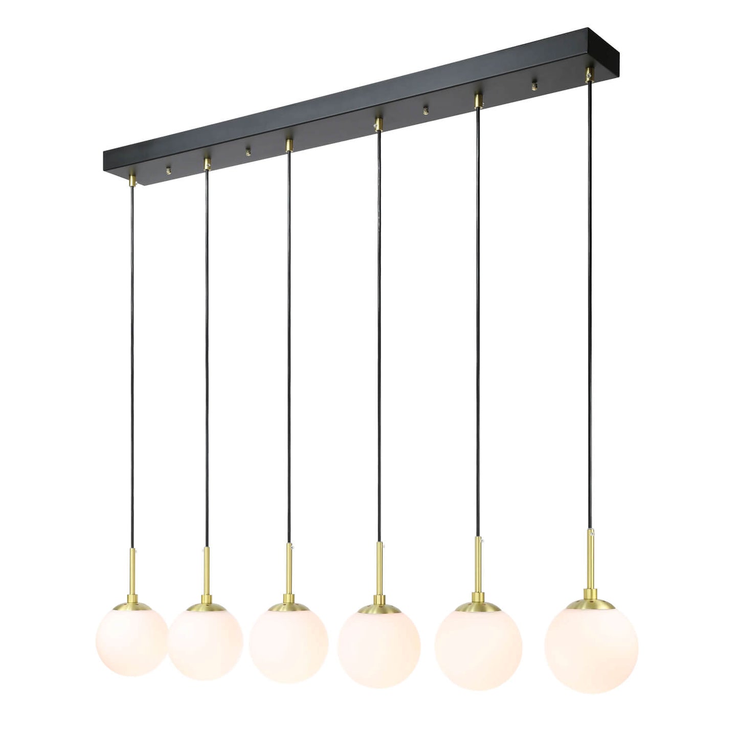 6-Light Farmhouse Linear Globe Chandelier for Kitchen Island XB-P1304-6-MB