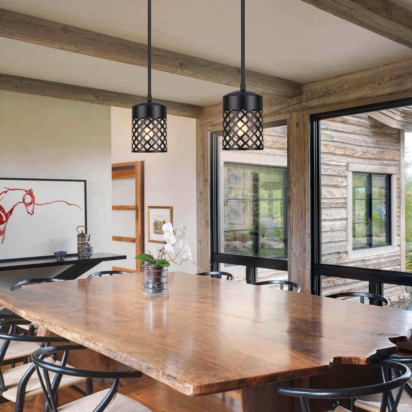 Modern Farmhouse Black Pendant Light for Kitchen Island XB-P328-MB