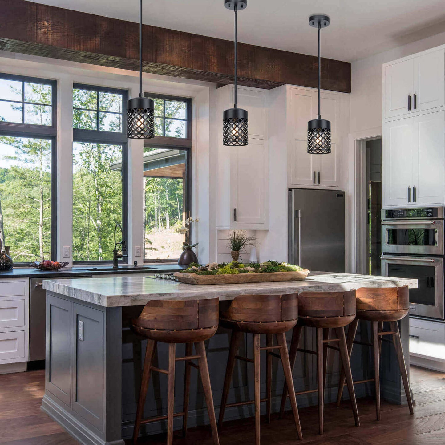 Modern Farmhouse Black Pendant Light for Kitchen Island XB-P328-MB