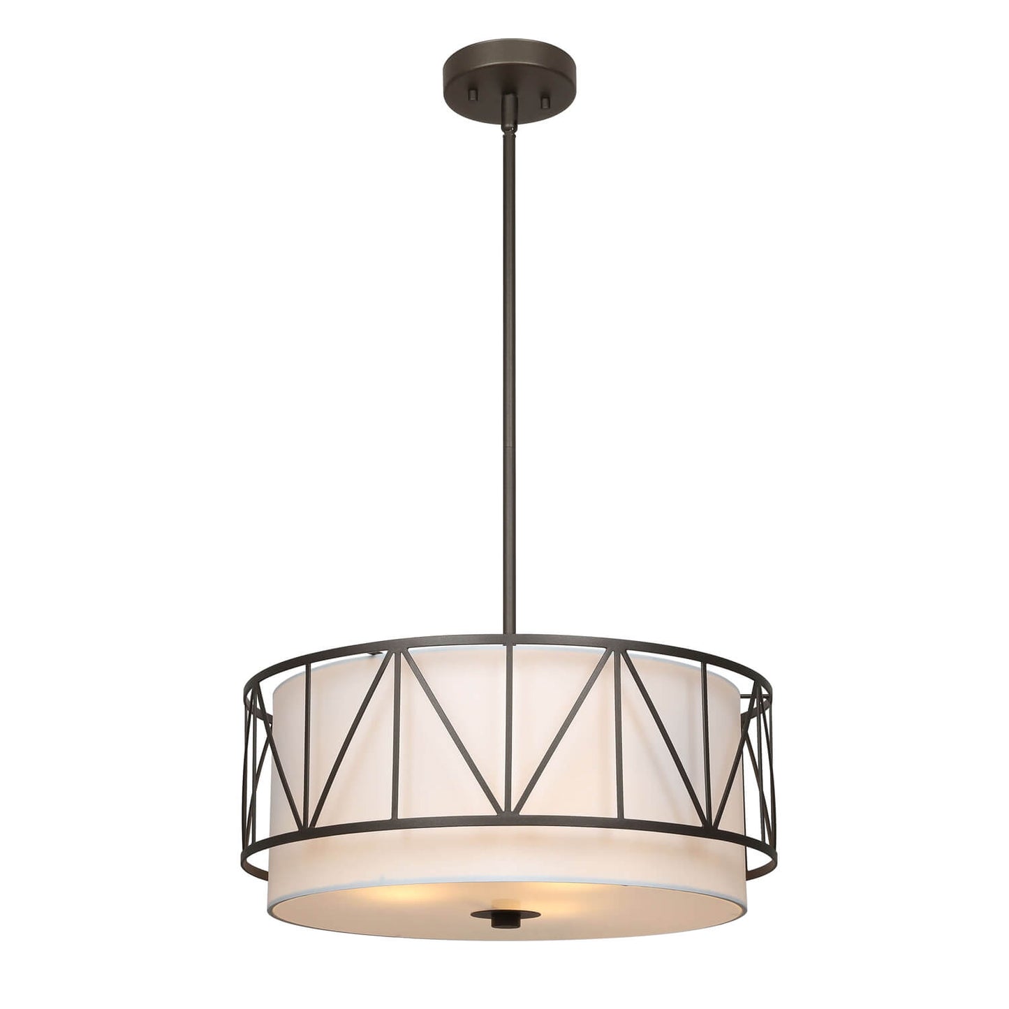 Modern Drum Chandelier with Metal Cage & Fabric Shade XB-P330-DB