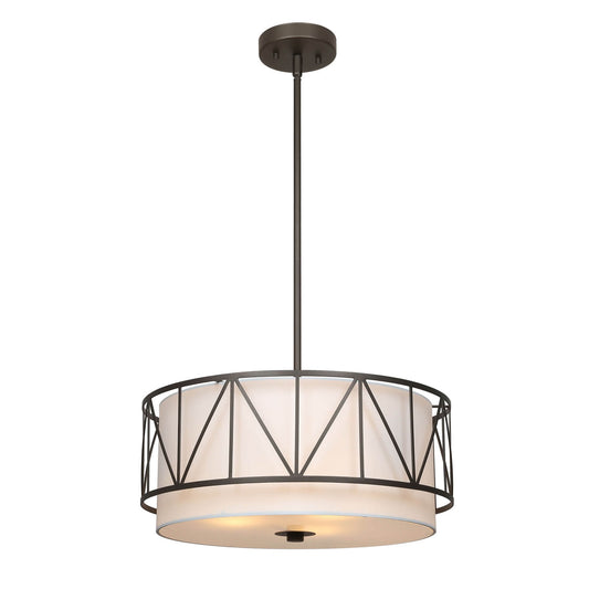 Modern Drum Chandelier with Metal Cage & Fabric Shade XB-P330-DB