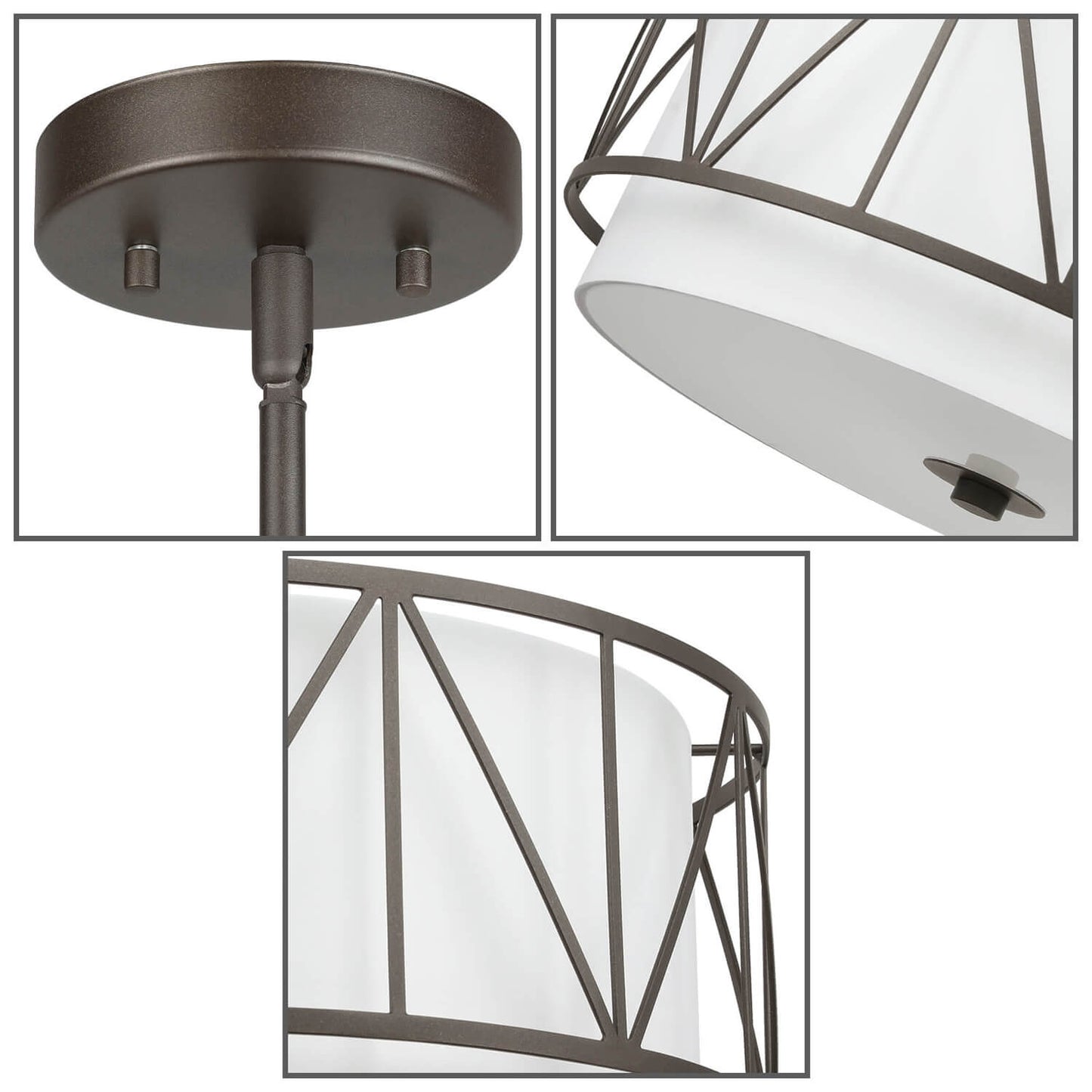 Modern Drum Chandelier with Metal Cage & Fabric Shade XB-P330-DB