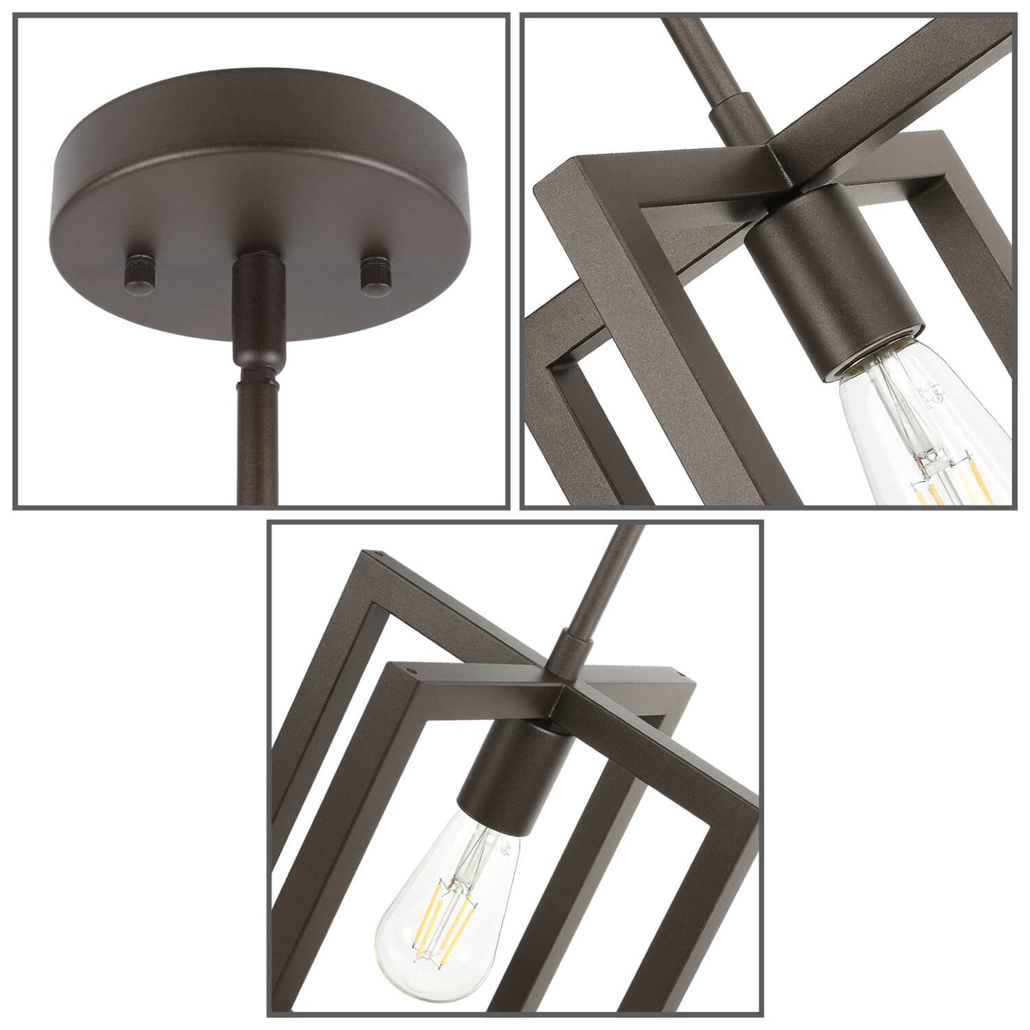 Farmhouse Cage Pendant Light with Adjustable hanging Rods XB-P339-DB