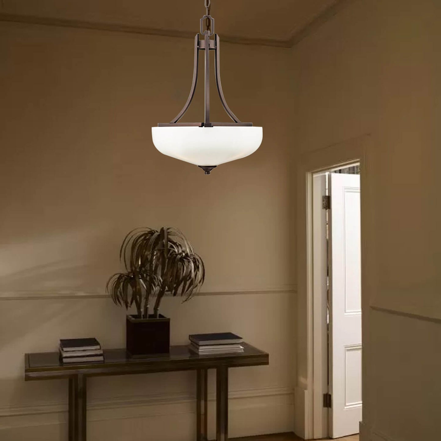 Antique Chandelier Vintage Glass Pendant Light Home Decor Iron Hanging Bowl Suspended Lighting Ceiling Lamp for Hallway Porch XB-P361-3-DB