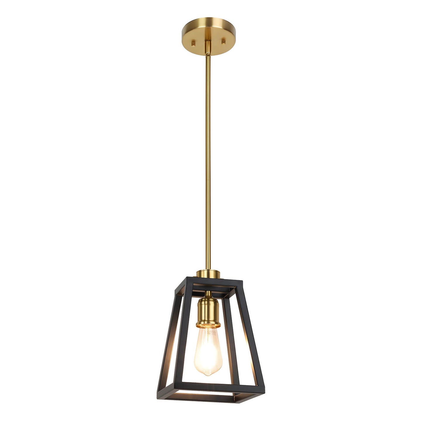 Farmhouse Lantern Hanging Pendant Light in Black and Brass Finish XB-P400-MB