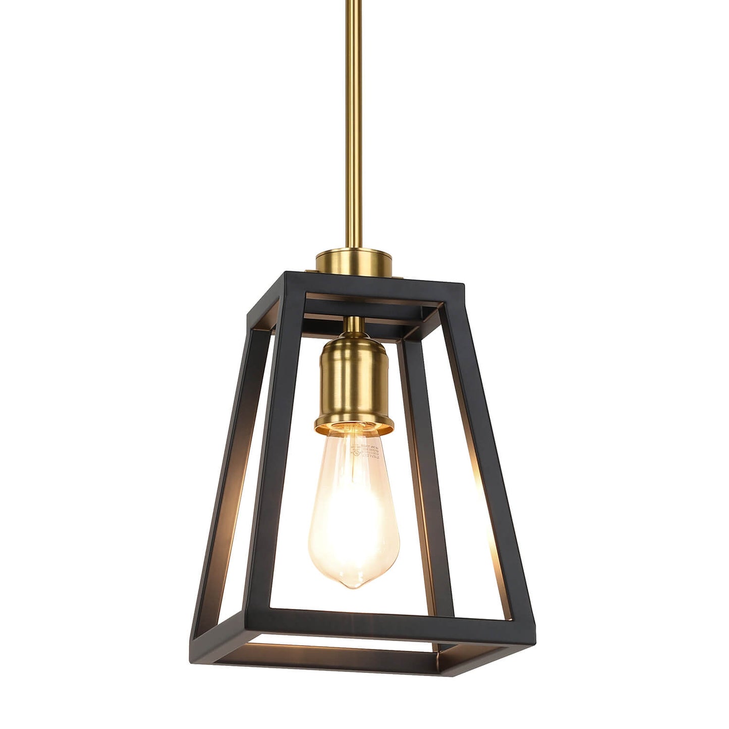 Farmhouse Lantern Hanging Pendant Light in Black and Brass Finish XB-P400-MB