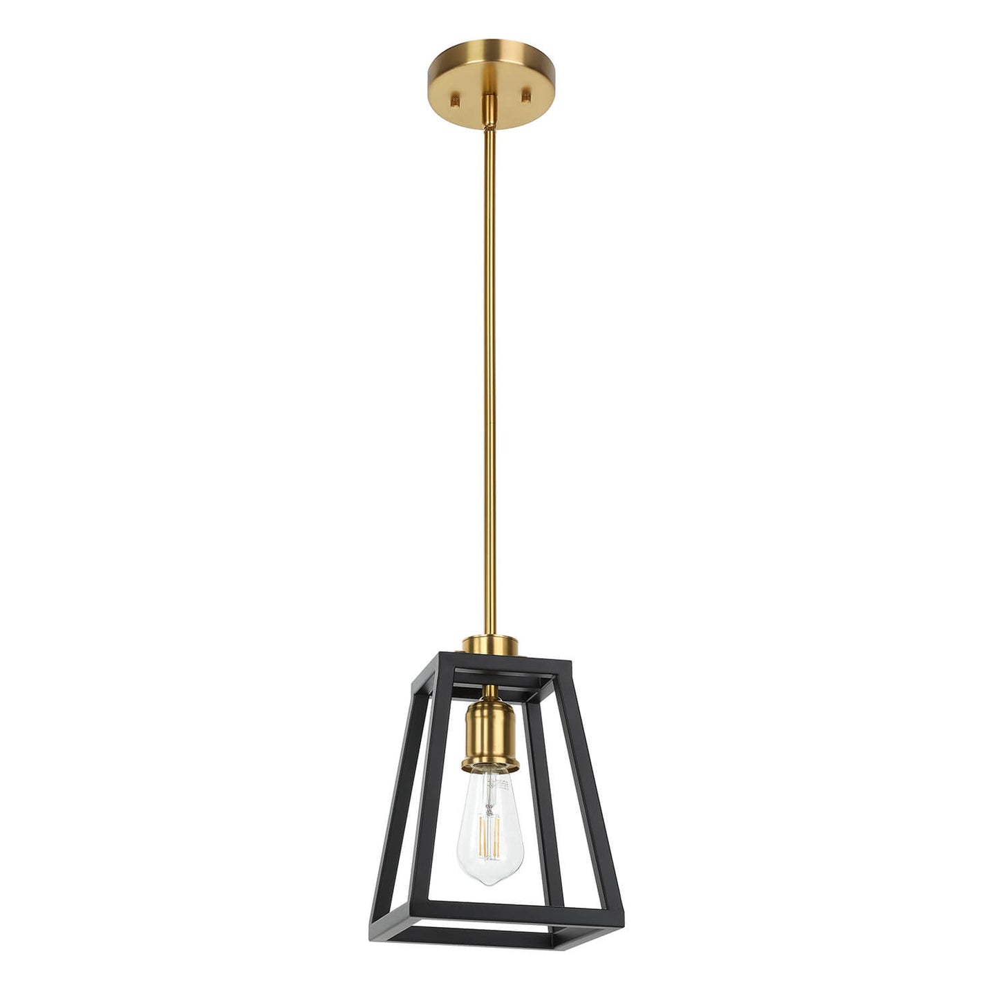 Farmhouse Lantern Hanging Pendant Light in Black and Brass Finish XB-P400-MB