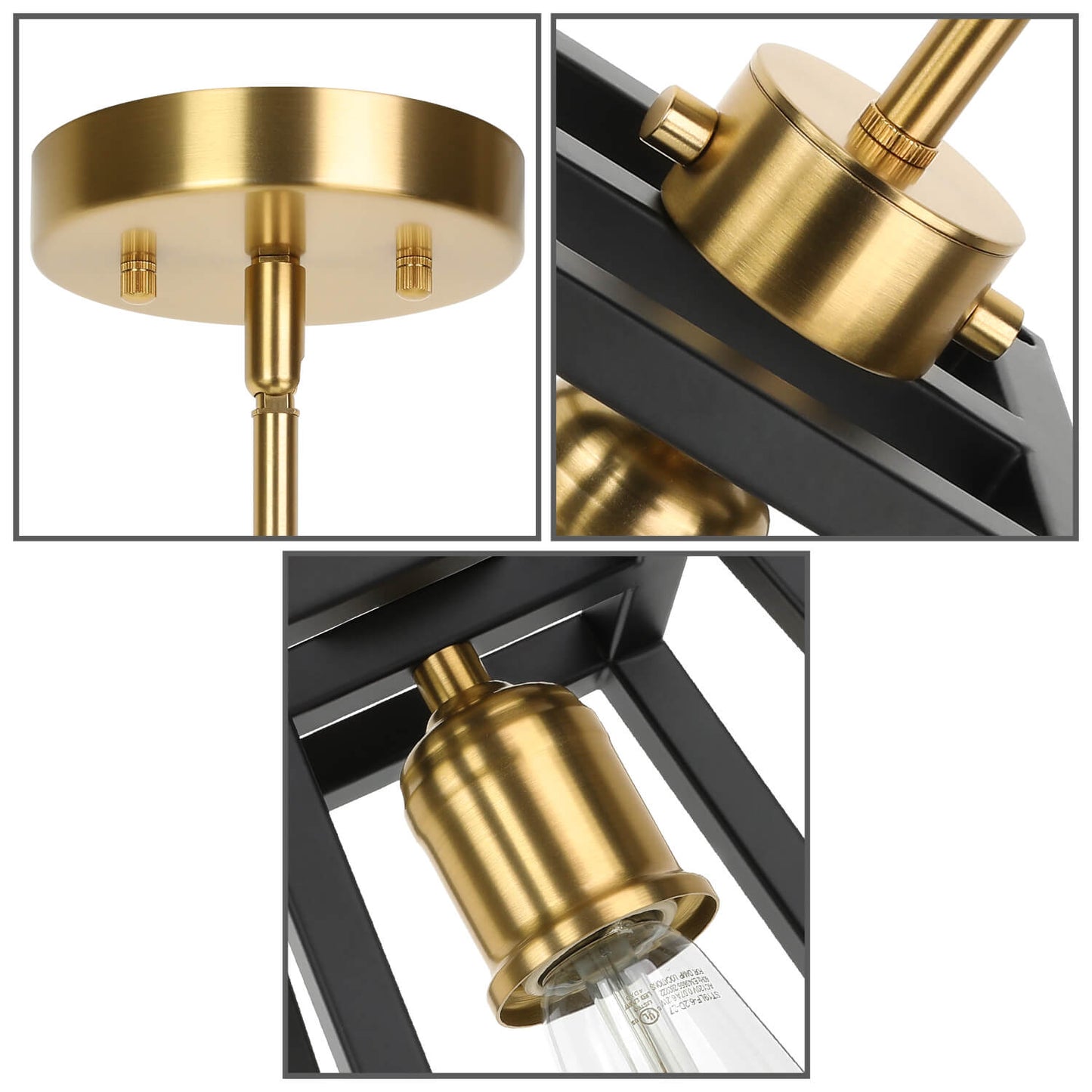 Farmhouse Lantern Hanging Pendant Light in Black and Brass Finish XB-P400-MB