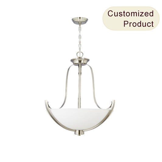Hot Sell Bowl Glass Hanging Ceiling Light Fixture Modern Adjustable Chain Chandelier Pendant Lighting XB-P702-3-BN