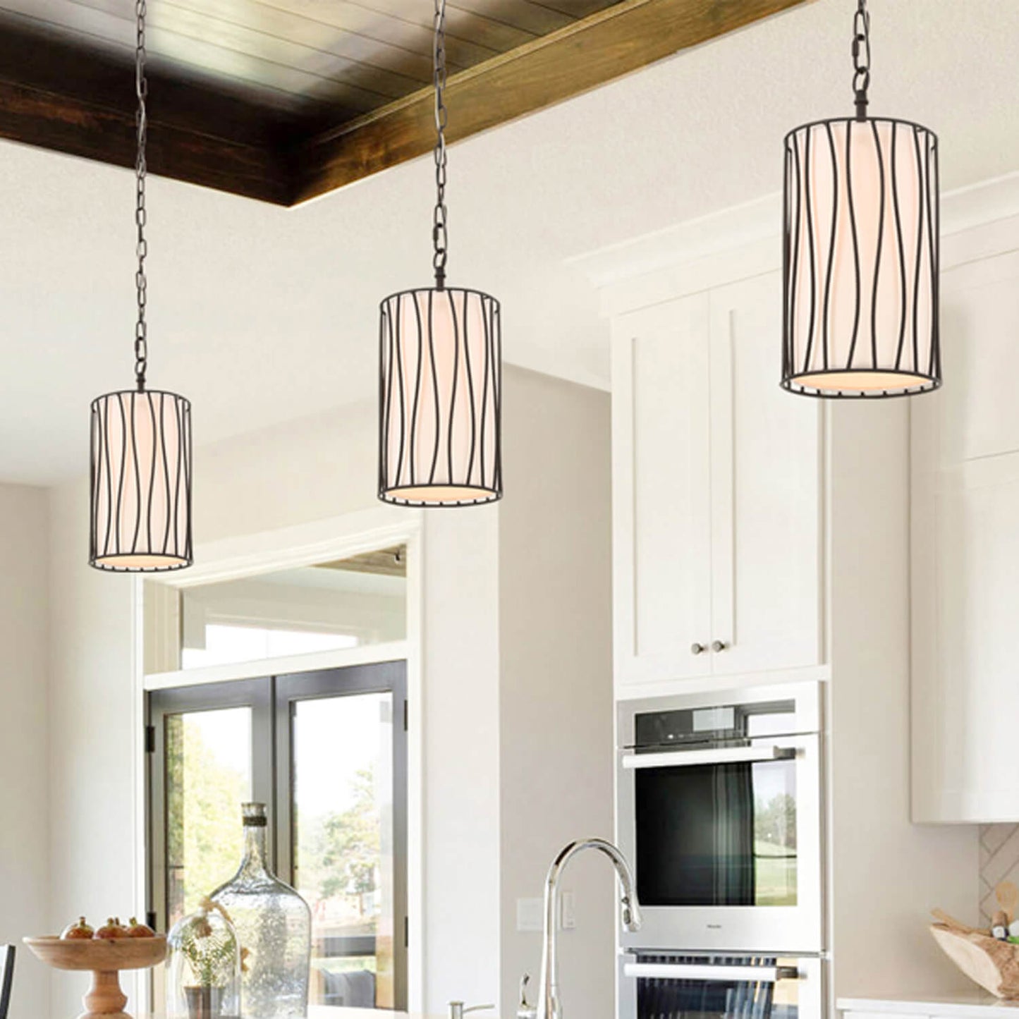 American Style Farmhouse Indoor Mini Pendant Light Dark Bronze Metal Wire Cage Kitchen Island Lighting Pendant Hanging Lamp XB-P779-DB
