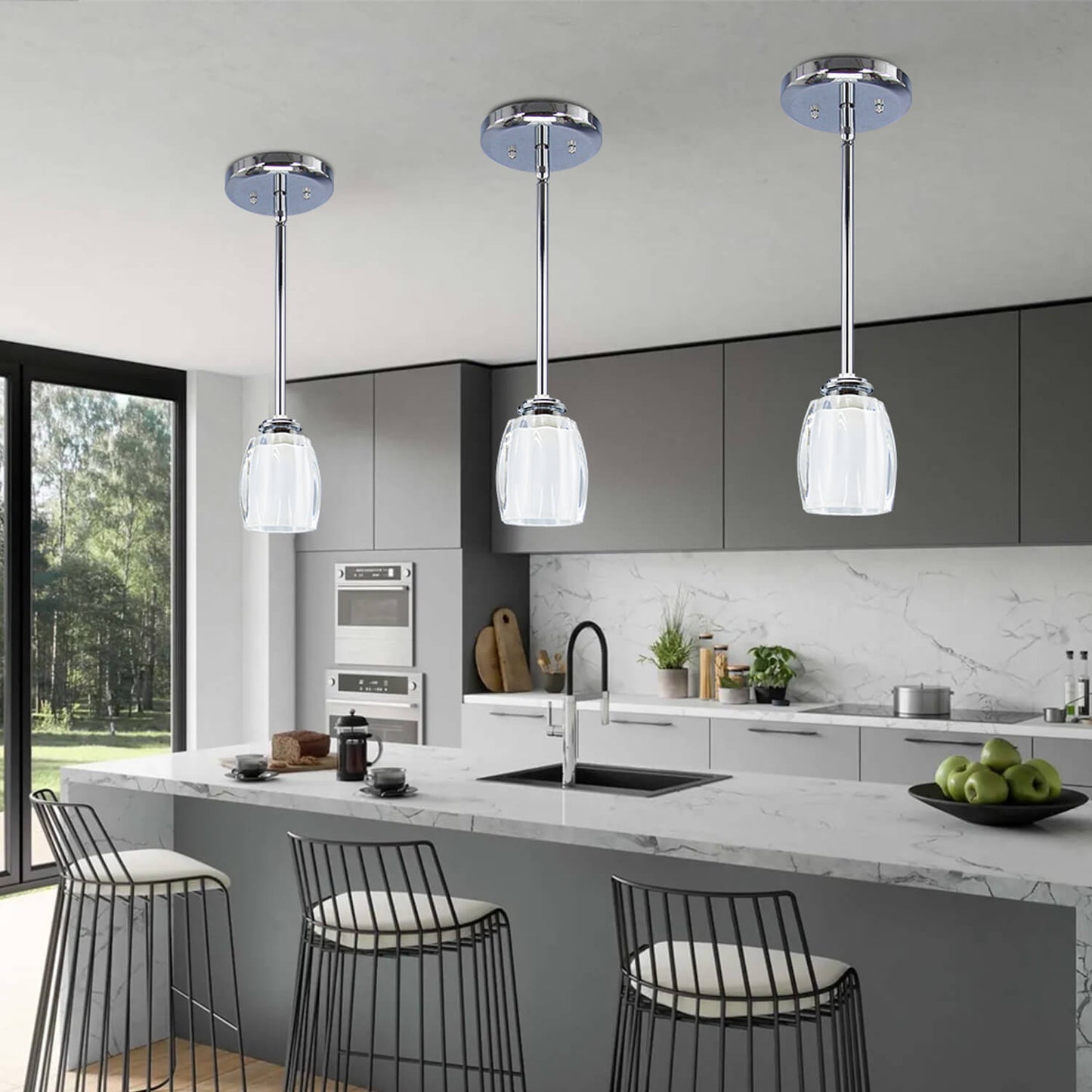 XiNBEi Lighting Modern Chandelier Ball Pendant Chandelier Loft Glass Chandelier Light for Dining Room Living Room XB-P815-1-CH