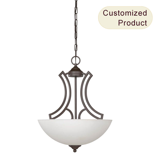 Industrial Living Room Glass Bowl Shade Led Ceiling Pendant Light Dark Bronze Home Hotel Hanging Pendant Lighting Chandelier XB-P855-3-DB