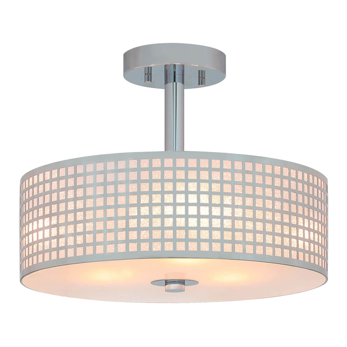 15 inch Modern 3-Light Chrome Drum Ceiling Fixture for Bedroom/Living Room XB-SF1124-CH