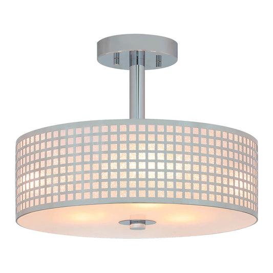 15 inch Modern 3-Light Chrome Drum Ceiling Fixture for Bedroom/Living Room XB-SF1124-CH