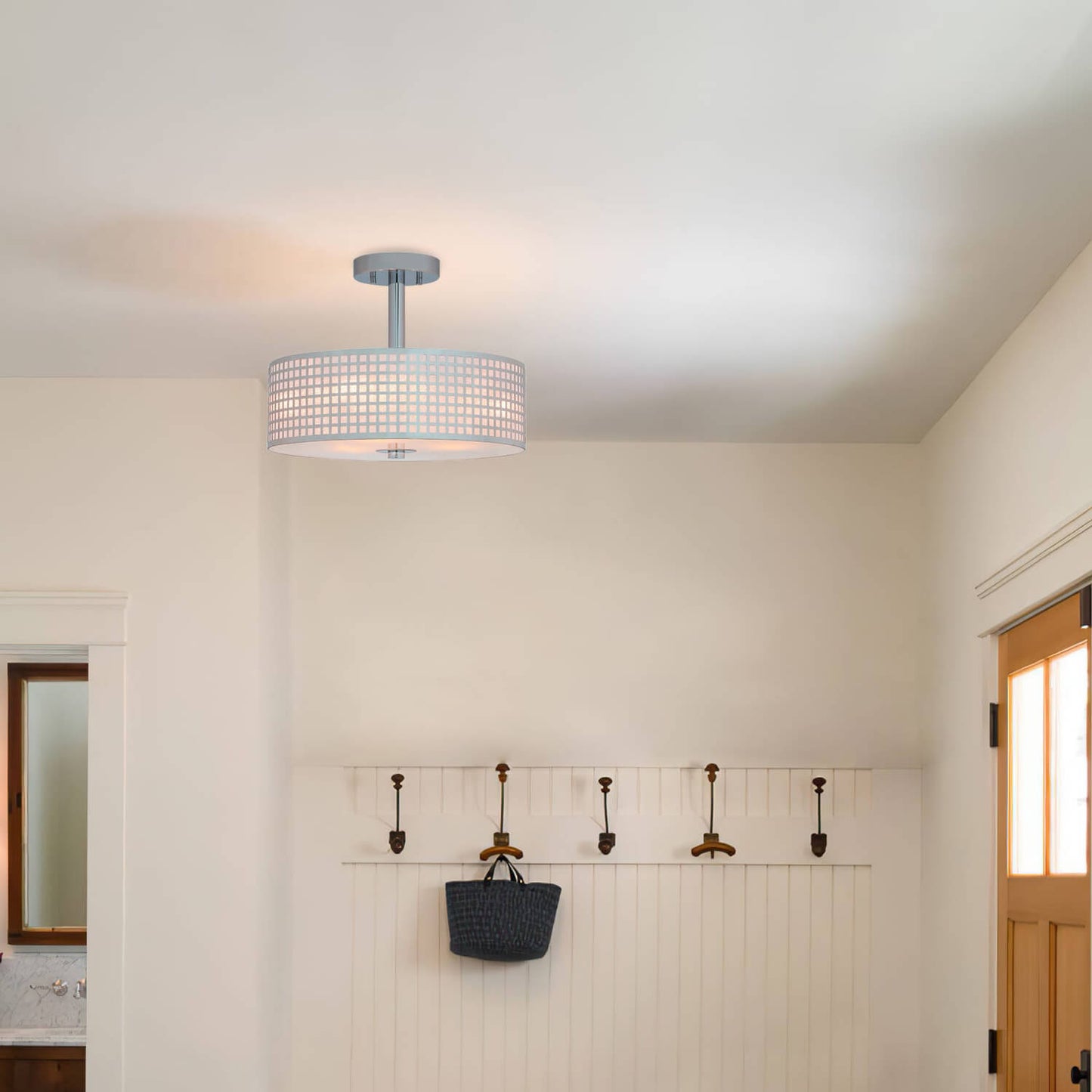 15 inch Modern 3-Light Chrome Drum Ceiling Fixture for Bedroom/Living Room XB-SF1124-CH