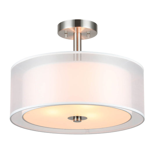 16 inch Brushed Nickel Drum Ceiling Light for Living Room & Bedroom XB-SF1194-BN