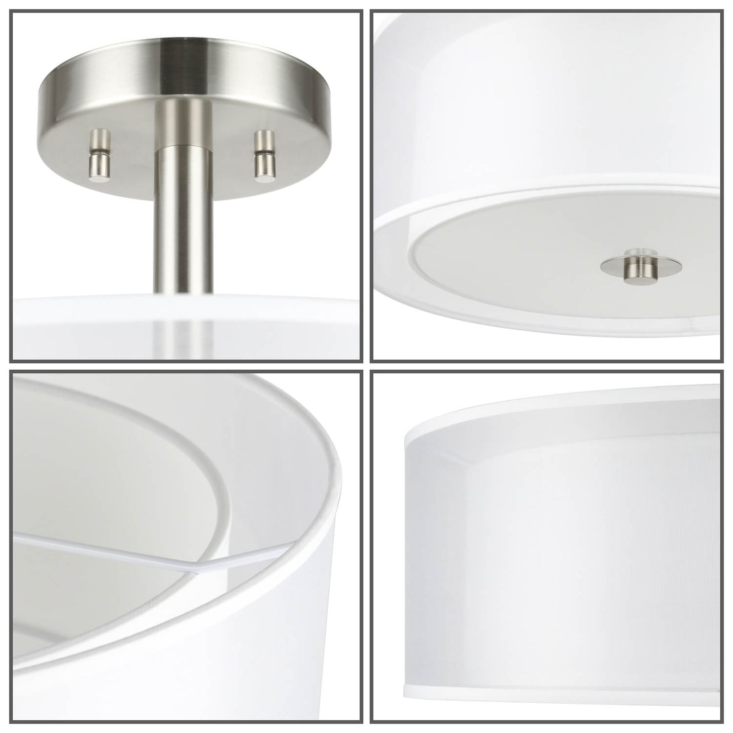 16 inch Brushed Nickel Drum Ceiling Light for Living Room & Bedroom XB-SF1194-BN