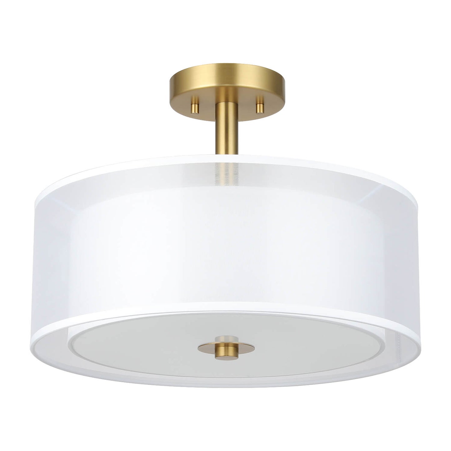 16" Drum Semi Flush Mount Ceiling Light Fixture for Bedroom Living Room XB-SF1194-BS