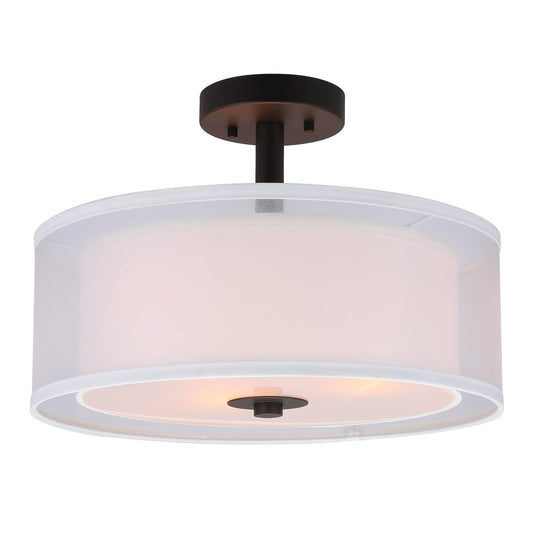 16 inch Semi Flush Mount Ceiling Light with Fabric Shade in Dark Bronze XB-SF1194-DB