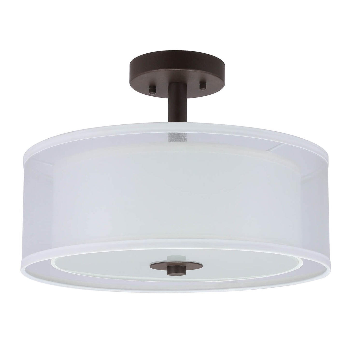 16 inch Semi Flush Mount Ceiling Light with Fabric Shade in Dark Bronze XB-SF1194-DB