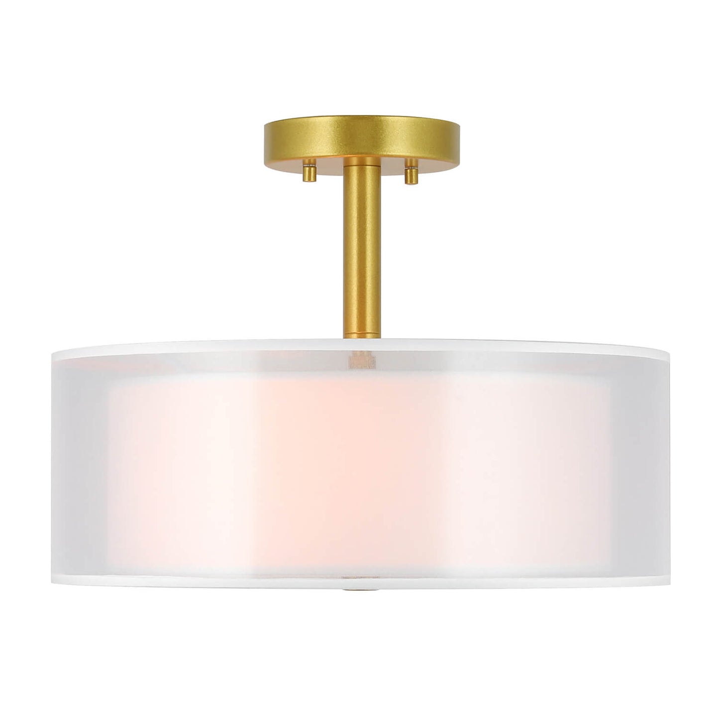 16 inch Gold Brass Drum Semi Flush Mount for Living Room & Bedroom XB-SF1194-GB