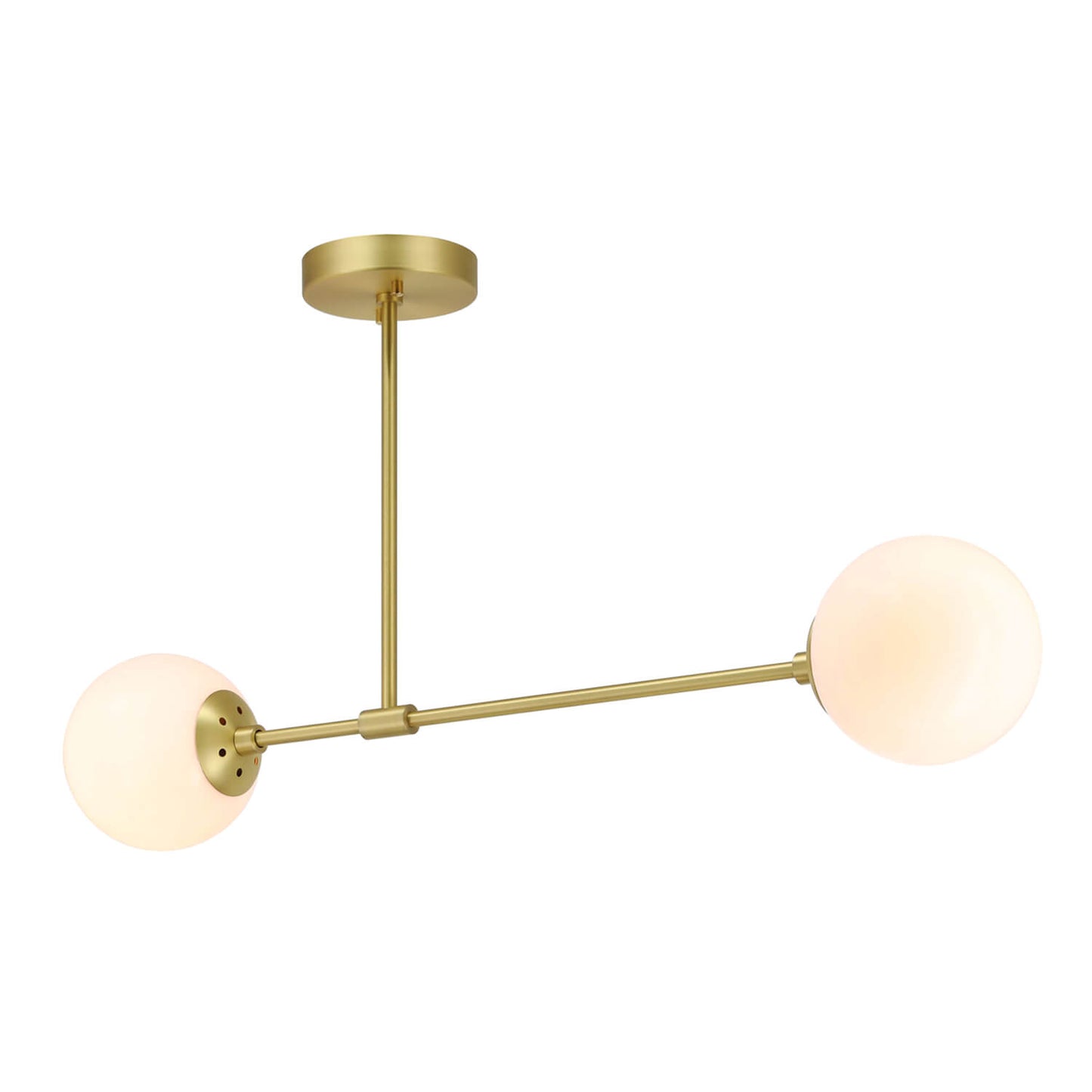 Modern Globe Semi Flush Mount Ceiling Light, 2-Light Satin Brass Fixture XB-SF1211-2-SB-1