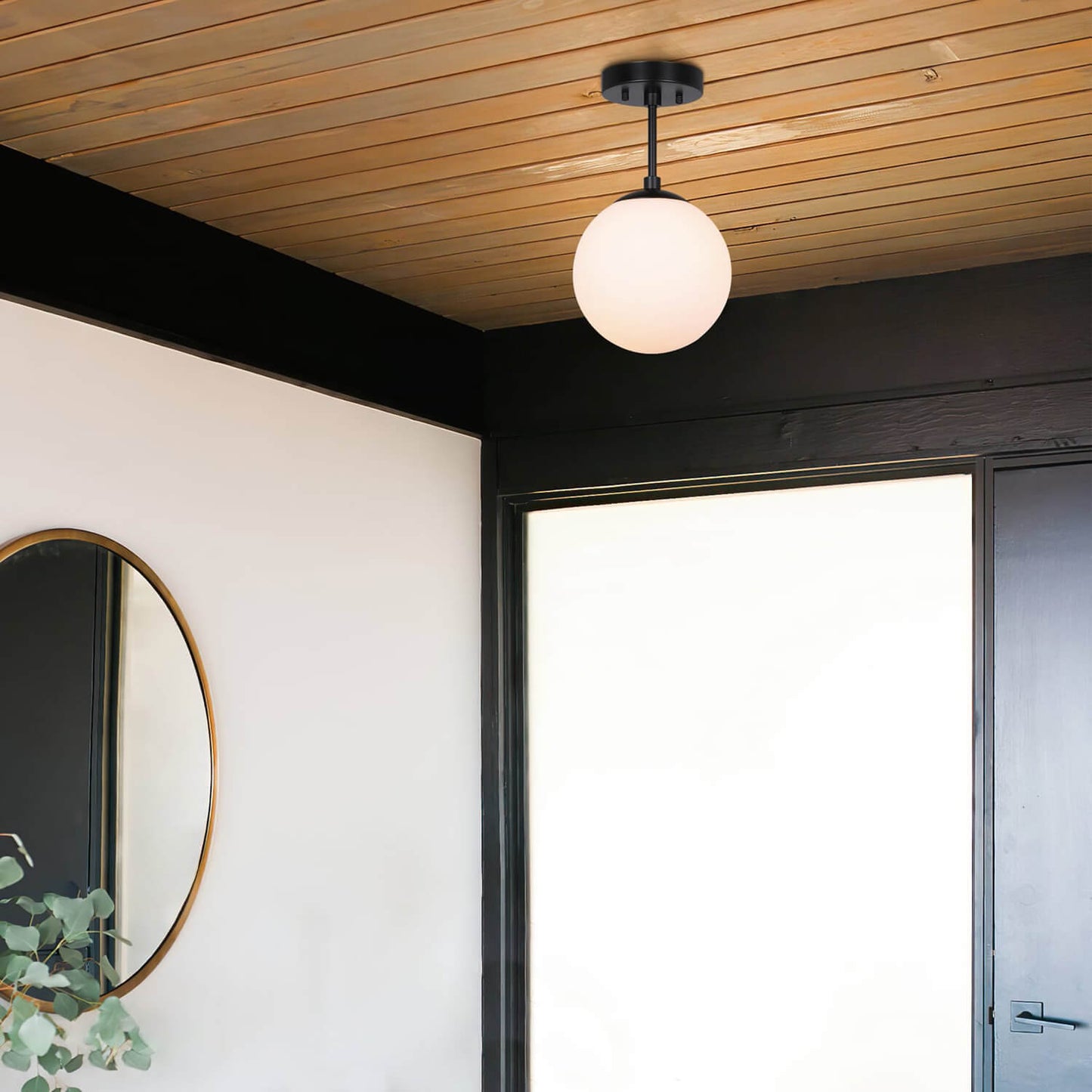 Matte Black Globe Ceiling Light for Living & Dining Room XB-SF1211-MBK