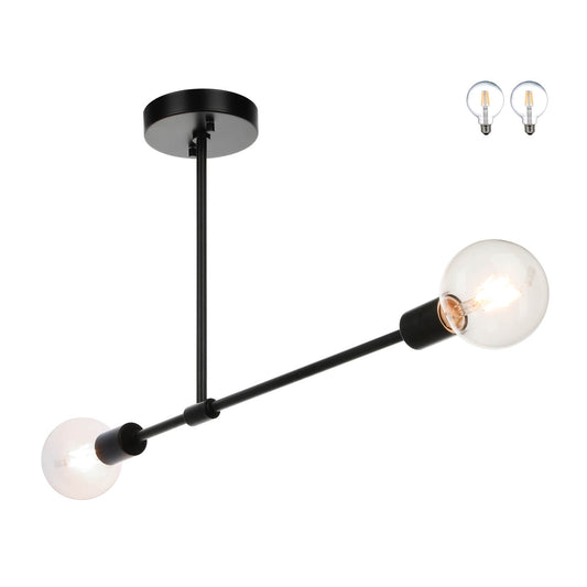 Sputnik Semi Flush Mount Ceiling Light, 2-Light, Matte Black with LED Bulbs XB-SF1234-2-MBK-G30-1
