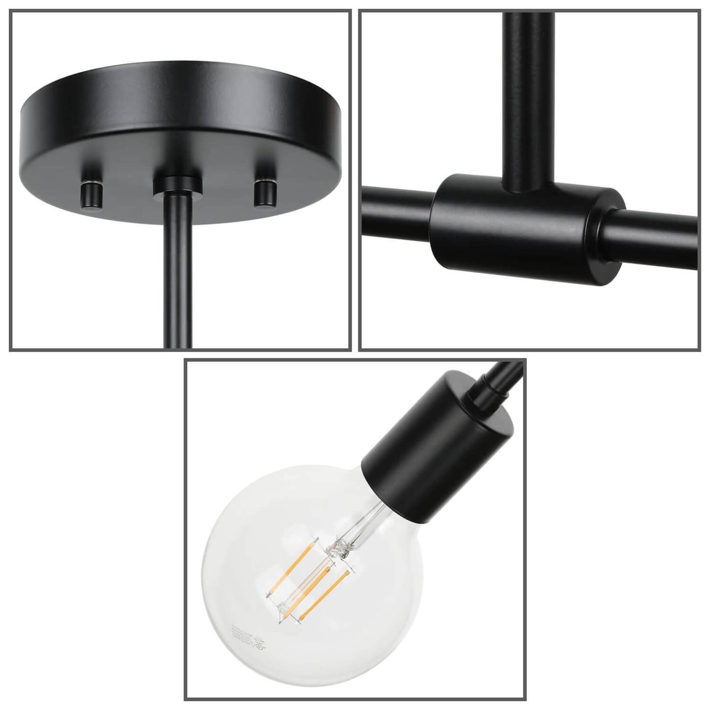 Sputnik Semi Flush Mount Ceiling Light, 2-Light, Matte Black with LED Bulbs XB-SF1234-2-MBK-G30-1