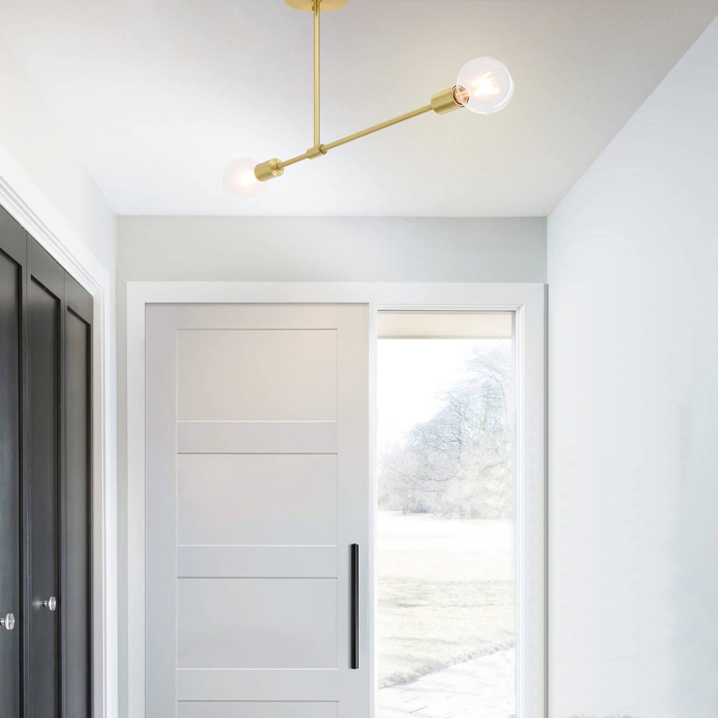 Brass Semi Flush Mount Ceiling Light, 2-Light Fixture with LED bulbs XB-SF1234-2-SB-G30-1