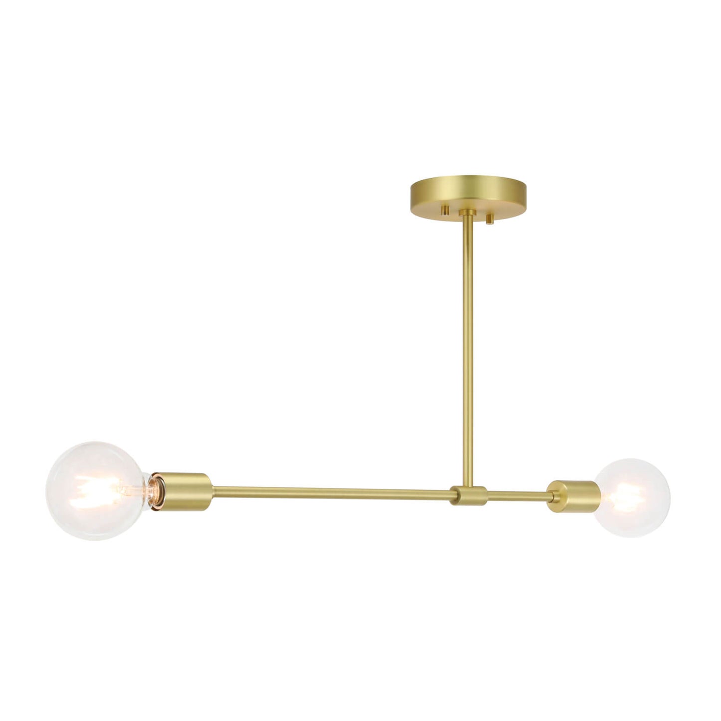 Brass Semi Flush Mount Ceiling Light, 2-Light Fixture with LED bulbs XB-SF1234-2-SB-G30-1