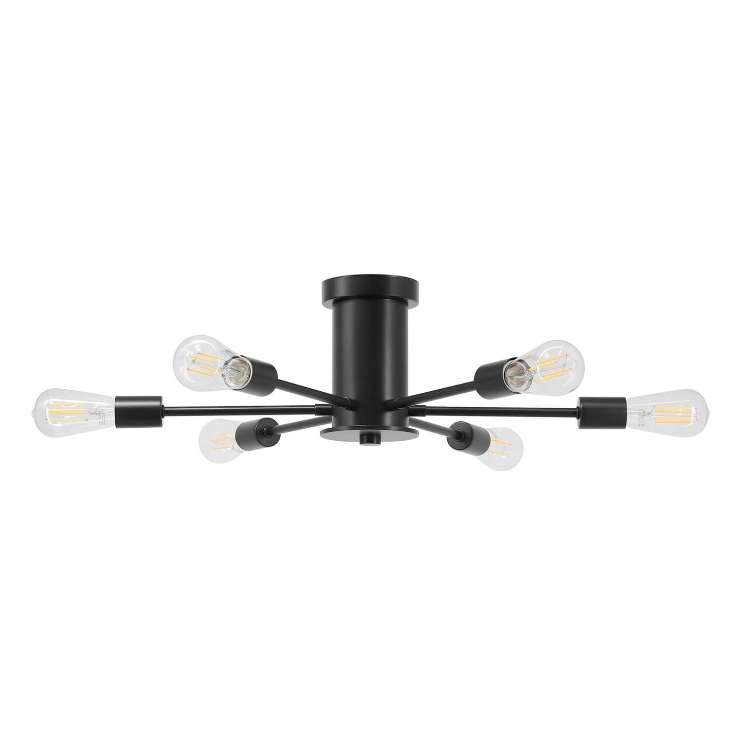 6-Light Semi Flush Mount Sputnik Ceiling Light Fixture, Matte Black with LED Bulbs XB-SF1241-6-MBK-LED