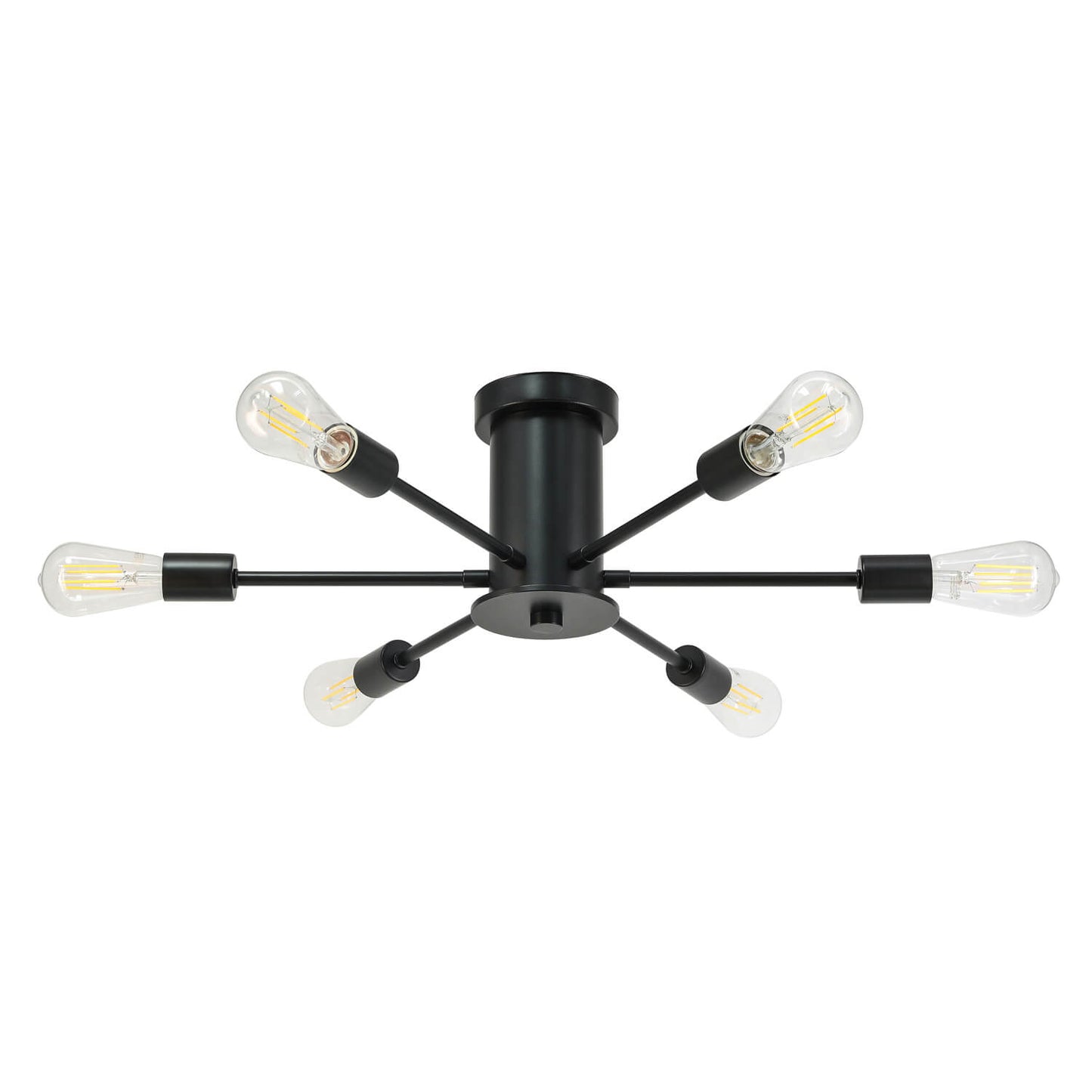 6-Light Semi Flush Mount Sputnik Ceiling Light Fixture, Matte Black with LED Bulbs XB-SF1241-6-MBK-LED