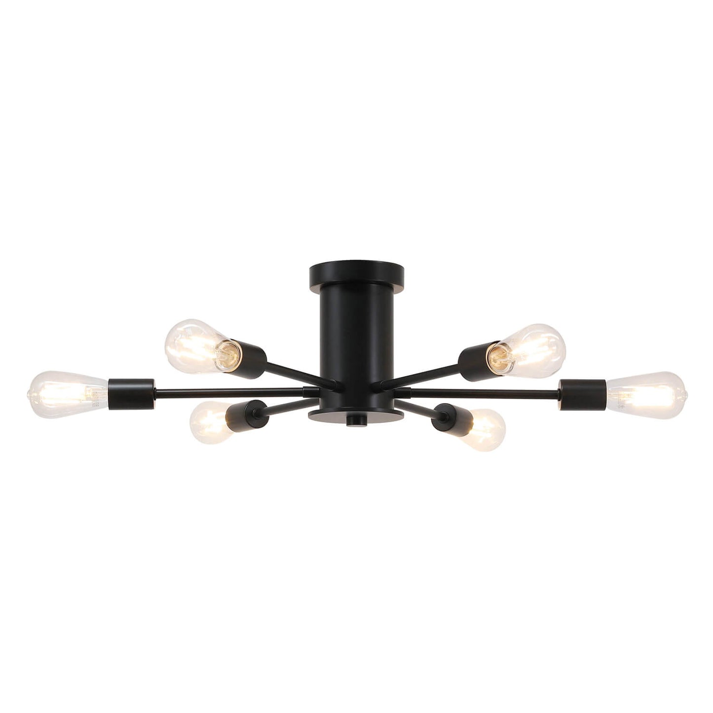 6-Light Semi Flush Mount Sputnik Ceiling Light Fixture, Matte Black with LED Bulbs XB-SF1241-6-MBK-LED